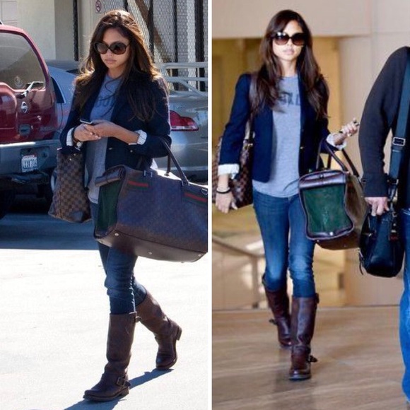 Frye Veronica Slouch Brown Leather Engineer Boots - Picture 6 of 16